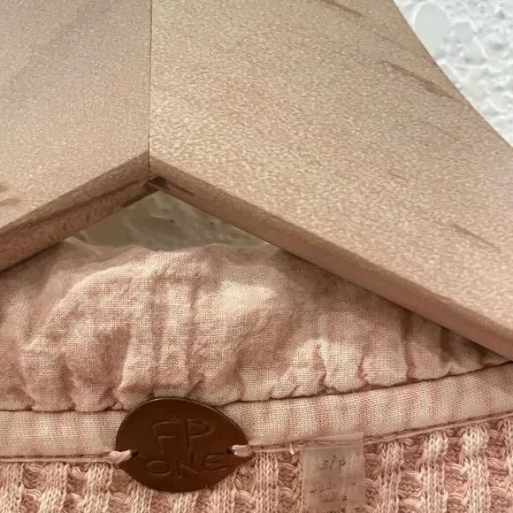 Free People FP One Scout Jacket Small Pink Waffle Thermal Oversized Shacket Boho - Picture 5 of 7